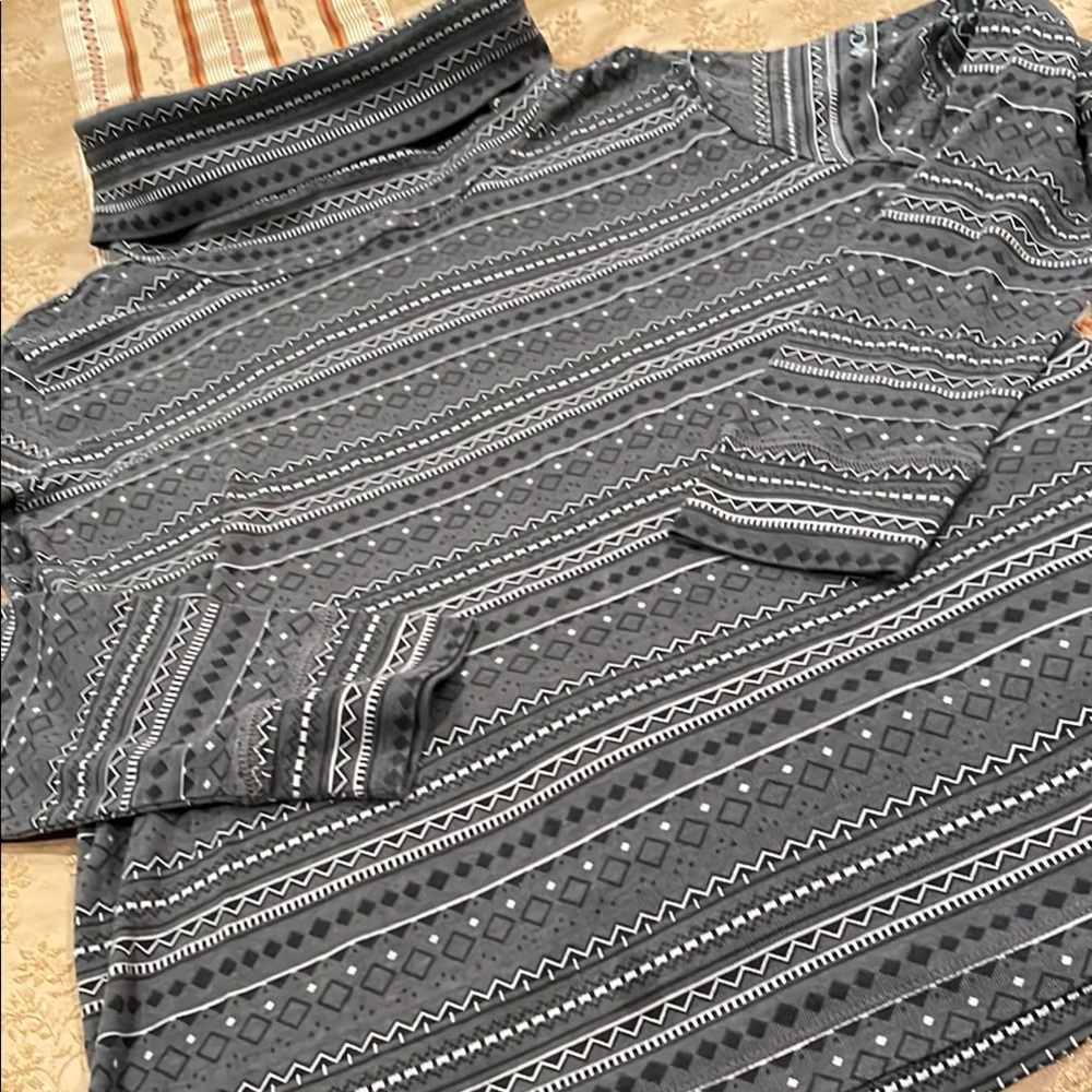Columbia Gray Patterned Turtleneck Sweater, cotton blend, XL